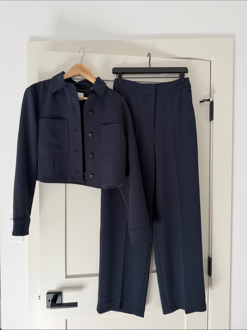 ARITZIA Wilfred Cropped Navy Button-Front Jacket & Pants matching set NEW